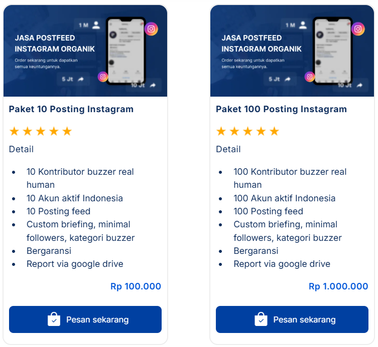 harga jasa post feed instagram